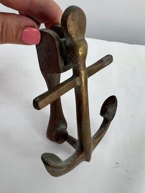 Vintage Solid Brass Anchor Door Knocker Nautical Decor 6.5" Maritime Hardware